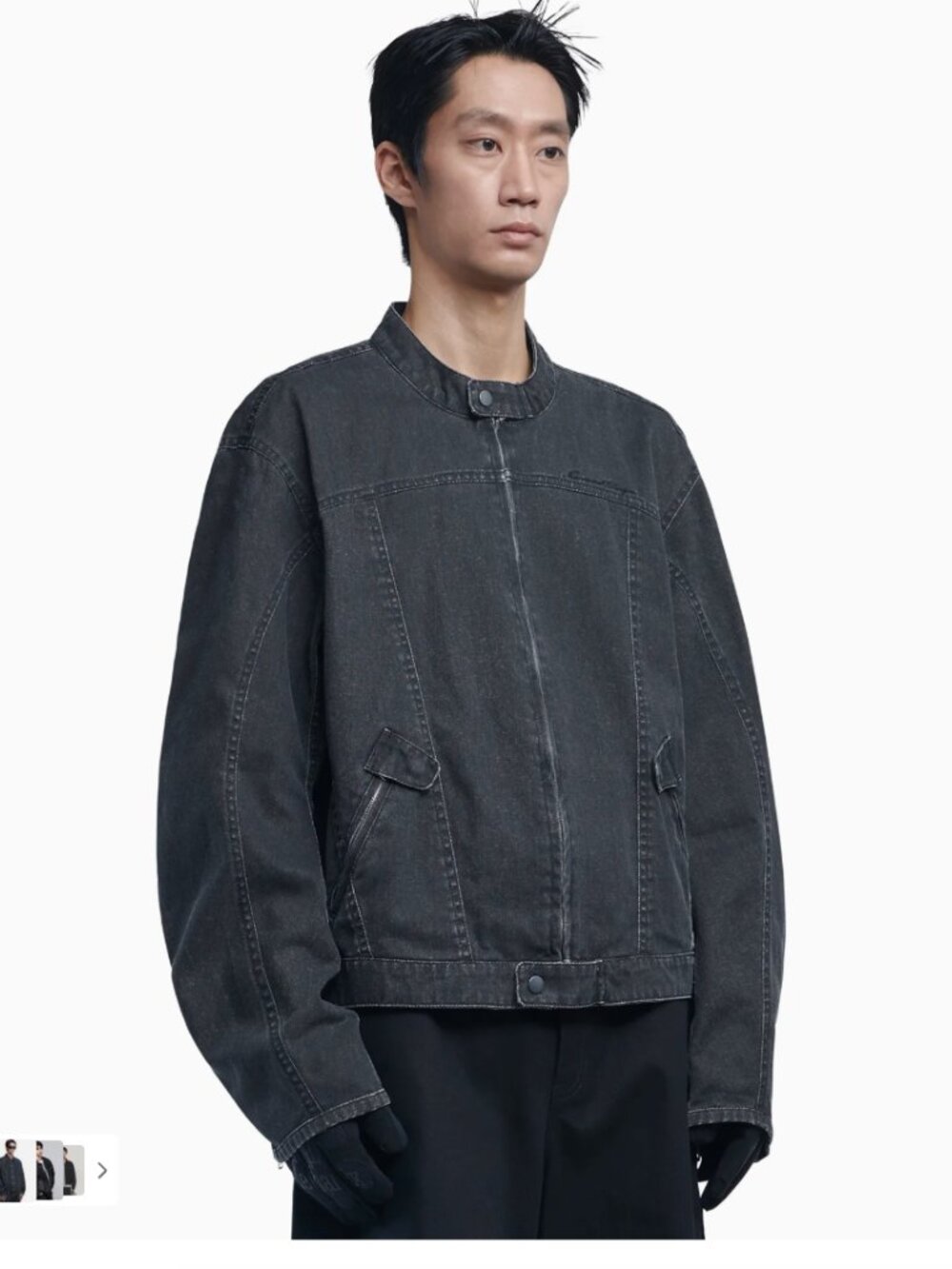 NOMANUAL R.B. 100% Cotton Denim Jacket (WASHED BLACK, size L)